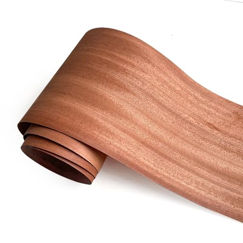 Natural Wood Veneer, Thin Wood Sheets, Refurbished of Furniture/Guitar/Speaker/Automotive Interior, Handmade DIY (Sapele Stripe) - color: Sapele Stripe / 8″ x 90″