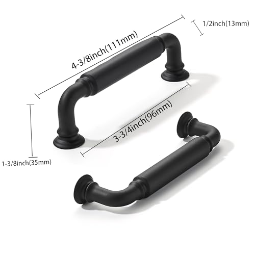 khtumeware 2-Pack Matte Black Heavy-Duty Solid Cabinet Pulls, 3-3/4 Inch (96mm) Hole Center, Drawer Pulls, Cabinet Hardware, Suitable for Kitchen Cabinets, Bathrooms and Dressers - color: Black, size: 3-3/4 Inch(96mm)Hole Center