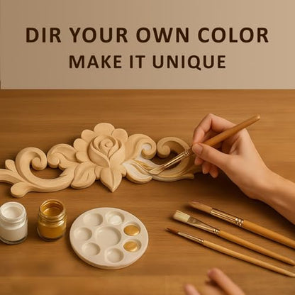 Wood Appliques 4PCS 4.7in Corner Onlays Carved Wood Furniture Trim - size: 4.7inch(12cm)