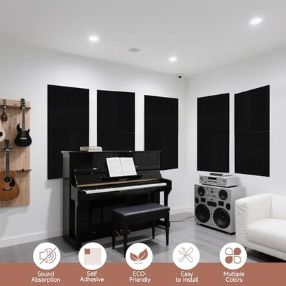 TO-TH Sound Proofing Panels Peel and Stick Acoustic Wall Panel 6Pack, Black - color: Black