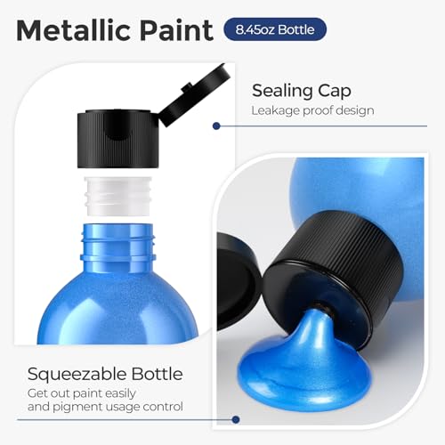 Nicpro 20 Colors Metallic Acrylic Paint Set, Pearlescent Acrylic Paint - color: 20 Metallic Colors