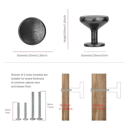 Sailing 10 Pack Cabinet Knob- Antique Black Cabinet Handles Kitchen Cabinets Bedroom Dresser Drawer Handles Knobs - color: Antique Black, size: 1.26"(32mm) Diameter Knob-10Pcs