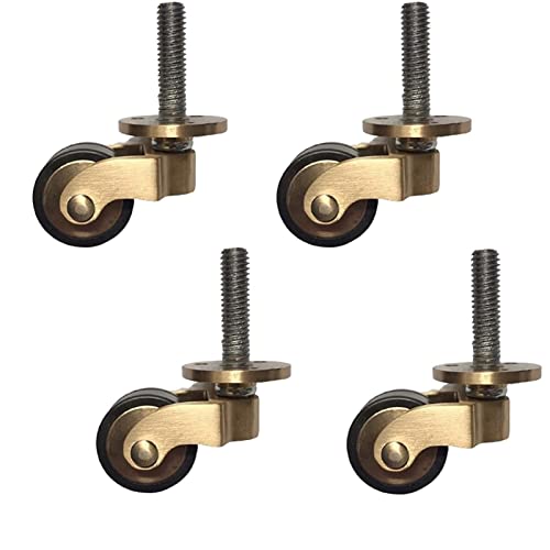 Solid Brass Casters Wheels,1" Furniture Swivel Caster Wheels,4 Packs