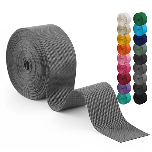 Polyester Webbing Strap 17+Colors – 1"&1.5"&2" – 10 Yards Heavy Duty Webbing Roll, Flat Webbing Strap for Indoor&Outdoor Gear, DIY Crafting, Repairing - color: Light gray, size: 1"-10yards