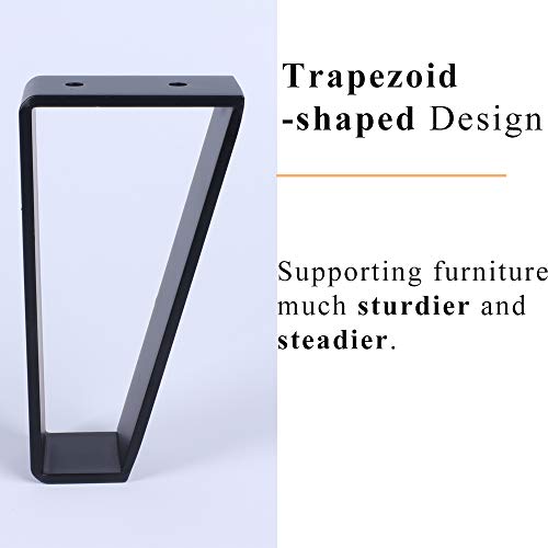 Osring 12 Inch Trapezoid Furniture Legs, Black Metal Coffee Table Feet 4pcs - color: Black, size: 12 Inch