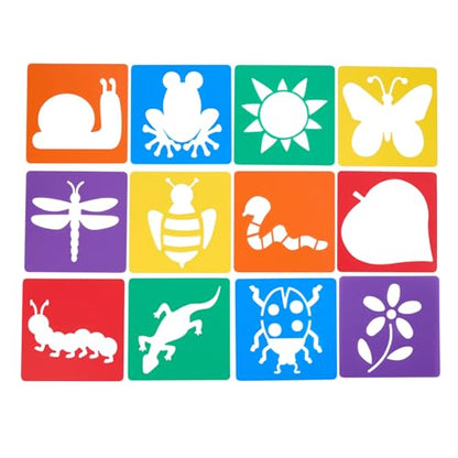 Colorations Garden Stencils, 12 Garden Designs, Made from Washable Plastic - style: Garden 12PK