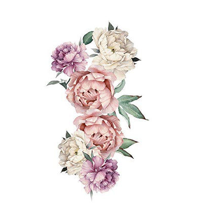 Kiddale Peony Rose Flowers Wall Sticker,Vintage Pink