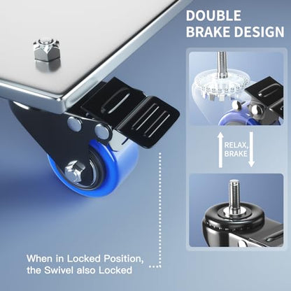 2" Caster Wheels Set of 4 Heavy Duty 5/16 Threaded Stem Casters - color: Blue, size: 2in(5/16"-18)