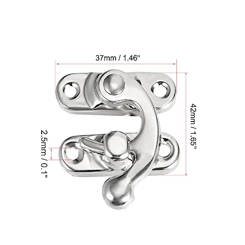 uxcell Retro Lock Clasp Right Latch Hook Hasp 42mm x 37mm Swing Arm Latch Plated Silver Tone, 5 Pcs W Screws - color: Silver Tone, size: 42x37mm
