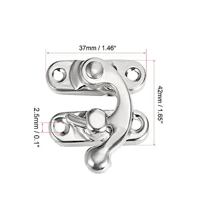 uxcell Retro Lock Clasp Right Latch Hook Hasp 42mm x 37mm Swing Arm Latch Plated Silver Tone, 5 Pcs W Screws - color: Silver Tone, size: 42x37mm