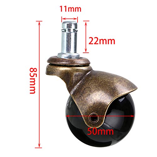 Skelang 2" Grip Ring Caster, Swivel Vintage Ball Caster, Rolling Furniture Wheel for Furniture, Old Dinning Chair, Office Chair, Pack of 4