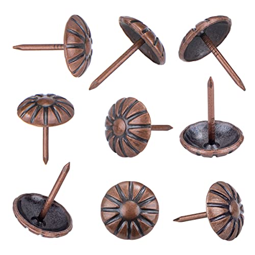 Upholstery Tacks for Furniture, 5/8“ Vintage Upholstery Nails Decorative Tack, 100PCS Heavy Duty Furniture Tacks for Upholstery, Daisy Sofa Furniture Nails for Wood, Red Copper - color: Red Copper, size: 5/8"x3/4" (16x20mm)