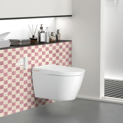 Art3d Grid Peel and Stick Backsplash, 10-Pack, 12" x 12", Pink & Warm White - color: Pink and Warm White