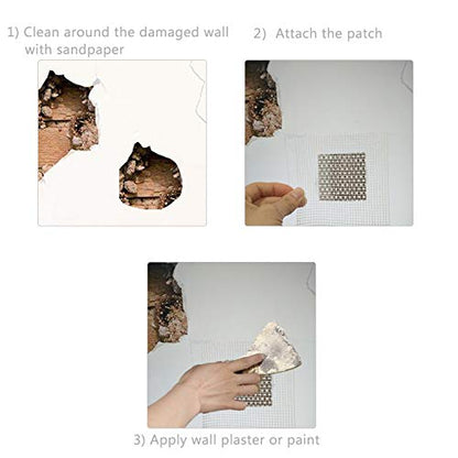 3 Pieces 2 Inch Wall Patch Repair, Drywall Repair Patch Self Adhesive Drywall Patch and Fiberglass Repair Kit, Heavy Duty Dry Wall Hole Repair Patch for Drywall Plasterboard (2 x 2 Inch) - size: 2inch*3