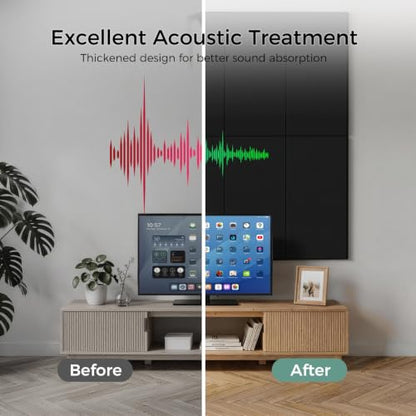 TO-TH Acoustic Wall Panels Self-Adhesive Sound Proof Panel 4 Pack, Black - color: Black, size: 4 Pack