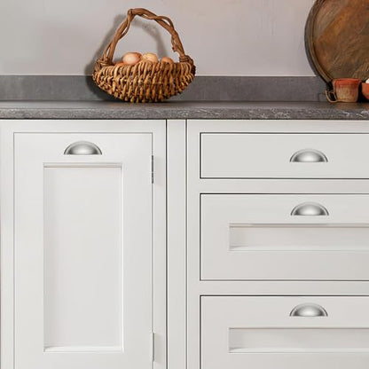 khtumeware 10 Pack 3-1/2" Drawer Pulls Brushed Satin Nickel Cabinet Cup Pulls Kitchen Hardware Cabinet Handles Drawer Handles Knobs 3.5 inch Hole Center - color: Brushed Satin Nickel, size: 3-1/2"(89mm) Hole Center, style: 10-pack