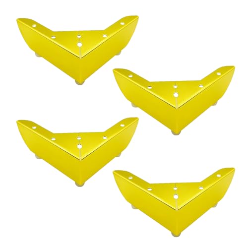 LIKERAINY Heavy Duty Legs for Cabinet DIY Furniture Sofa Table Worktop Height 50mm with Free Screws and Protector Feet Stable Construction Metal Golden Pack of 4 - color: Golden
