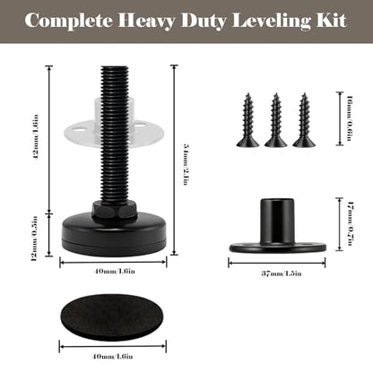 Heavy Duty Leveling Feet 4 Pack-1320 lbs Capacity, 3/8"-16 Thread Adjustable Furniture Levelers with 1" Height Adjustment, Furniture Feet for Table, Cabinet, Workbench, Appliance Stabilization - size: 3/8"-16,4pcs