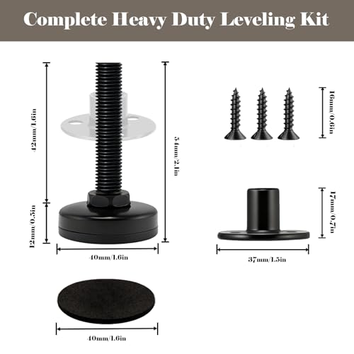 Heavy Duty Leveling Feet 16 Pack-5280 lbs Capacity, 3/8"-16 Thread Adjustable Furniture Levelers with 1" Height Adjustment, Furniture Feet for Table, Cabinet, Workbench, Appliance Stabilization - size: 3/8"-16,16pcs