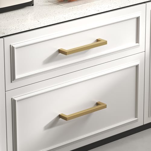 Goldenwarm 25 Pack 10 Inch Champagne Bronze Cabinet Pulls Square Handles - color: Champagne Bronze, size: 10in Hole Centers