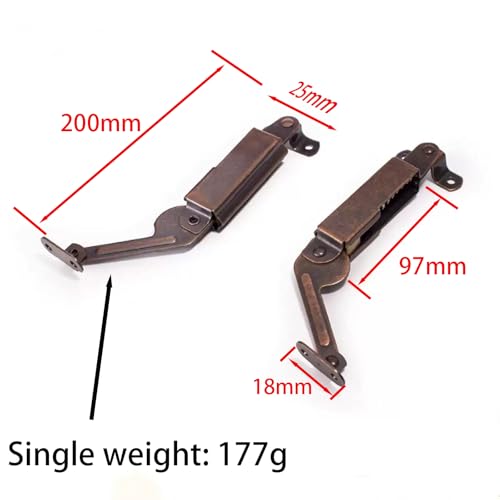 2-Piece Antique Bronze Spring-Loaded Cover Plate Support Hinge (with Screws) - Suitable for Tables, Toy Boxes, and Furniture Cabinet Hardware, Easy to Install, Rust-Proof and Durable.