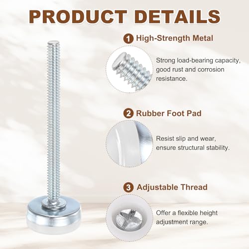 uxcell 4Pcs Furniture Leveling Feet, 1/4"-20x3 x1 Adjustable Metal - size: 1/4"-20 x 3" x 1"