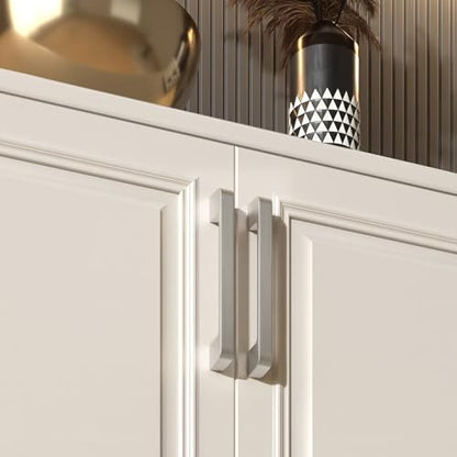 Brushed Nickel Cabinet Pulls 5 Inch Nickel Cabinet Handles 10 Pack - color: Brushed Nickel, size: 5 Inch (128 mm) Hole Centers