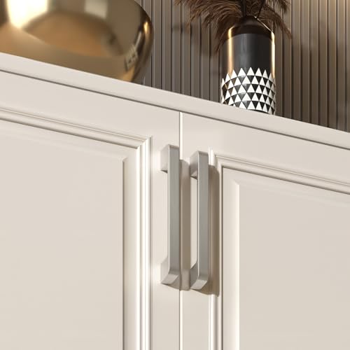 Brushed Nickel Cabinet Pulls 4 Inch Nickel Cabinet Handles 10 Pack - color: Brushed Nickel, size: 4 Inch (102 mm) Hole Centers