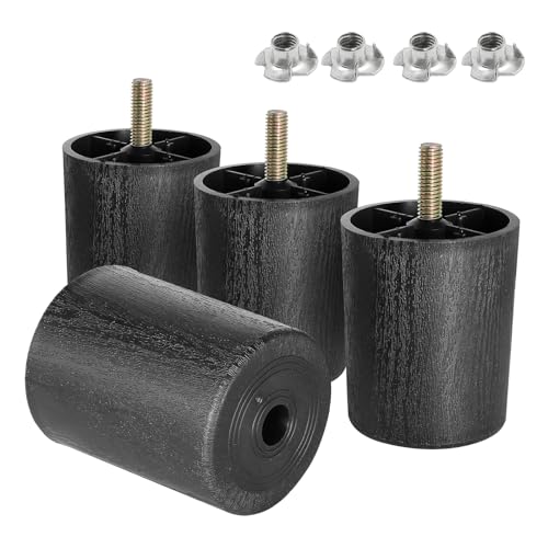4pcs Plastic Furniture Legs 2-3/4" with T-Nuts, M8-1.25 Bolt - size: 2-3/4 Inch, M8-1.25 Metric Thread Bolts