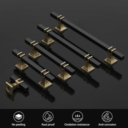25 Pack Black and Champagne Bronze Cabinet Knobs Kitchen Handles - color: Black & Champagne Bronze, size: Single Hole Knob