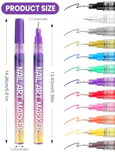 12 Color Nail Art Markers Kalolary Nail Art Pens Quick Dry Nail Polish Pen - color: H