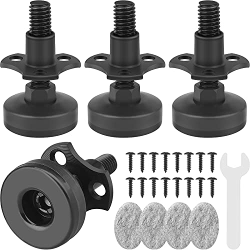 Heavy Duty Furniture Levelers 3/8''-16 Thread w/ T-Nut Kit Furniture Leveling Feet Adjustable Furniture Levelers for Tables,Cabinets,Chairs,Workbench,Sofa and More,Large Base Supports 1320LBs-4 Packs - color: 4 Packs Black