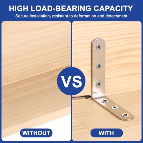 HARFINGTON 4pcs Straight Bracket 3.3" x 1.5" Stainless Steel Flat Fixing Brackets Mending Plate Corner Brace Connector with 24 Screws for Wood Board Bed Frame Furniture Shelves, Silver - size: 3.3" x 1.5"