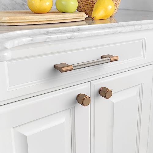 Asidrama 10 Pack 5 inch Satin Nickel and Champagne Bronze Cabinet Pulls - color: Nickel-Gold, size: 5" Hole Center(128mm)