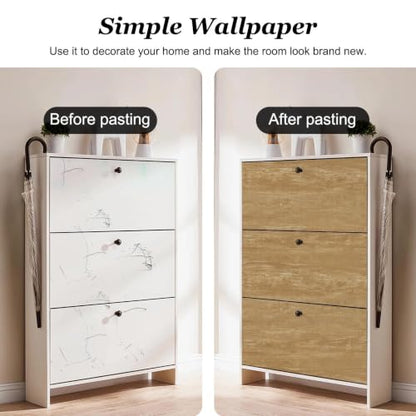 Peel and Stick Wallpaper Brown Wood Grain Contact Paper 15.7" x 275.6" - color: Brown, size: 15.7" x 275.6"