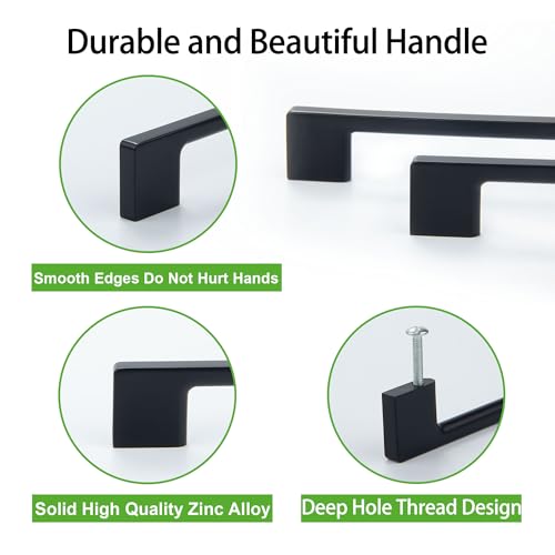 TUNNY 10 Pack Classic Cabinet Handles-3"/76mm Screw Spacing Matte Black Furniture Hardware Handles for Kitchen Cabinets Bedroom Cabinet Pull - color: Matte Black, size: 3"(76mm)Hole Center