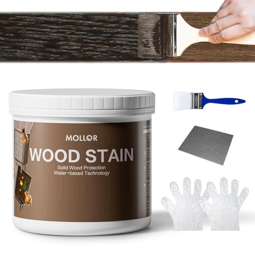 32 Oz Wood Stain and Sealer in One, Black Sandalwood, with Tools - color: Black/Walnut, size: 32 FL.OZ
