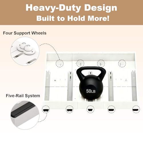 Fokyfok Pull Out Cabinet Organizer,23"-31"W,17"-24"D,Expandable,Adhesive - color: White, size: (23"W-31"W)X(17"D-24"D)