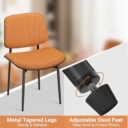 REONEY Dining Chairs Set of 4, Mid-Century Modern Kitchen Chairs, Orange - color: Orange Shell Strips