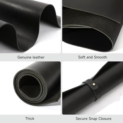 12''X24'' Genuine Leather Sheets - Tooling Leather Fabric Pieces for Crafts, Full Grain Leather Hide Material(Black, 2mm Thick) - color: Black 2