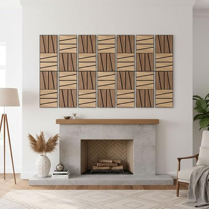 WoveN SounD Acoustic Wall Panels, Teak, 16 Pack, 12x12 in - color: Cut Prism, Teak, 16 Pack
