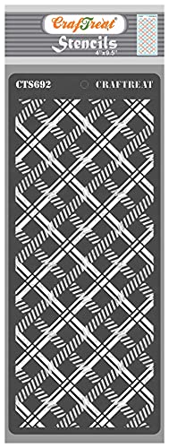 CrafTreat Reusable Plaid Stencils for Painting on Wood - 2-Step Plaid Combo Slimline Stencils - Size: 4x9.5 Inches - size: 4x9.5 Stencils, style: 2 Step plaid Combo Slimline Layered Stencil