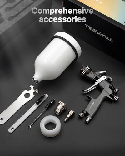 Tilswall Pinto LVLP Spray Gun for Car Painting, Basic Kit - color: Deep Gray