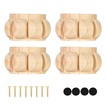 2 Inch Unfinished Wooden Bun Feet for Furniture Set of 4 - size: 2 Inch