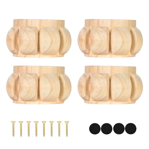 2 Inch Unfinished Wooden Bun Feet for Furniture Set of 4 - size: 2 Inch
