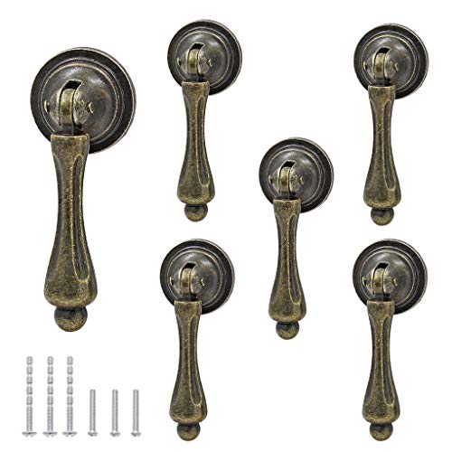 Bonsicoky 6Pcs Antique Bronze Tear Drop Pulls
