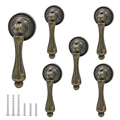 Bonsicoky 6Pcs Antique Bronze Tear Drop Pulls