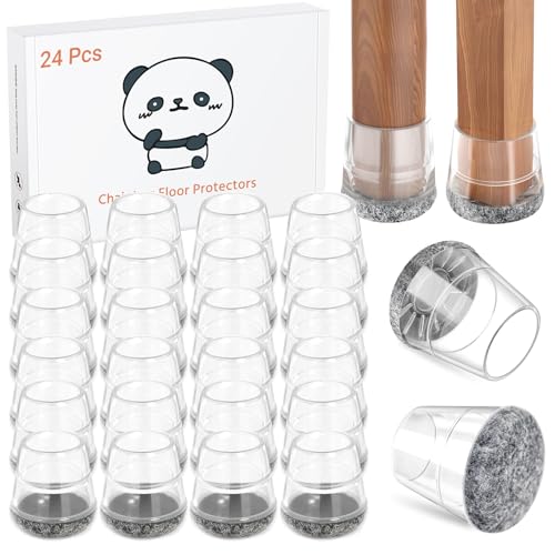 24 PCS Silicone Chair Leg Floor Protectors Extra Small(0.6"-0.8") Rubber Felt Furniture Pads Chair Legs Caps/Covers for Hardwood Floors, Tile from Scratches & Reduce Noise - Round, Grey - size: Extra Small(0.6"-0.8")