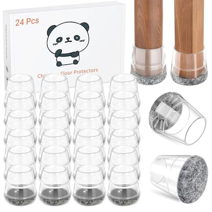 24 PCS Silicone Chair Leg Floor Protectors Extra Small(0.6"-0.8") Rubber Felt Furniture Pads Chair Legs Caps/Covers for Hardwood Floors, Tile from Scratches & Reduce Noise - Round, Grey - size: Extra Small(0.6"-0.8")