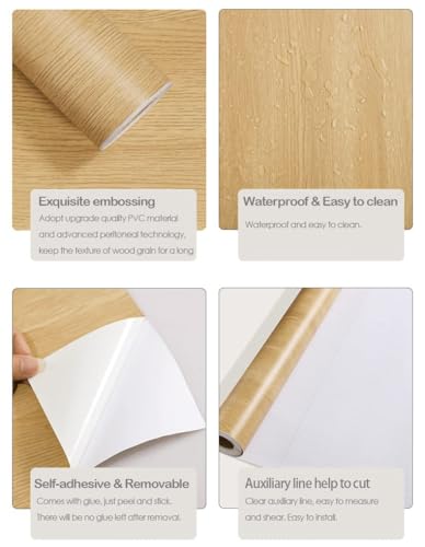 Sevalo Wood Grain Contact Paper Wood Peel and Stick Wallpaper 11.8"x433" - size: 11.8"×433"